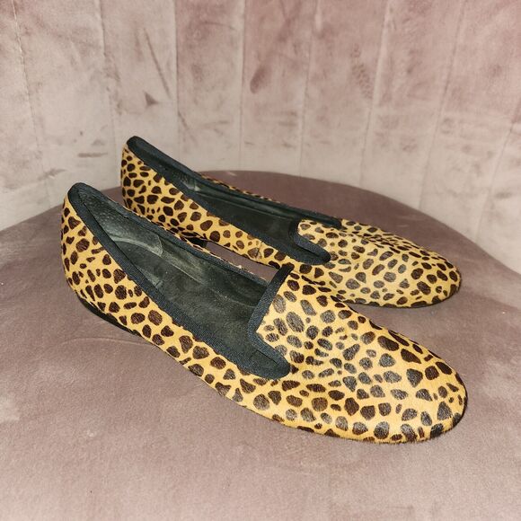 Womens Nine West Haydyn Round Toe Loafers Leopard Faux Suede Size 8M Brown - Picture 1 of 6